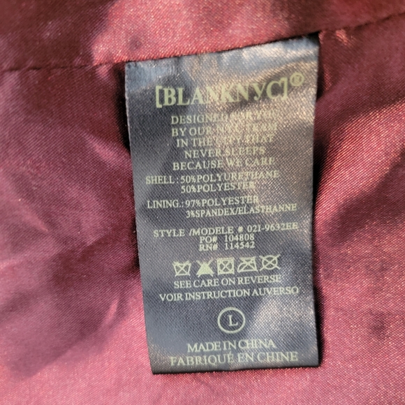 BLANK NYC MOTO JACKET VEGAN LEATHER RUM RASIN SZ LARGE Great Condition! - Picture 11 of 15